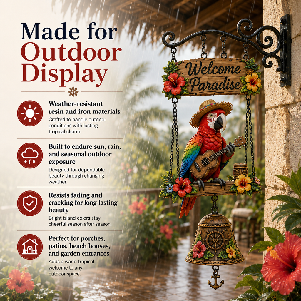 🦜 Tropical Parrot Welcome Bell Outdoor Decoration