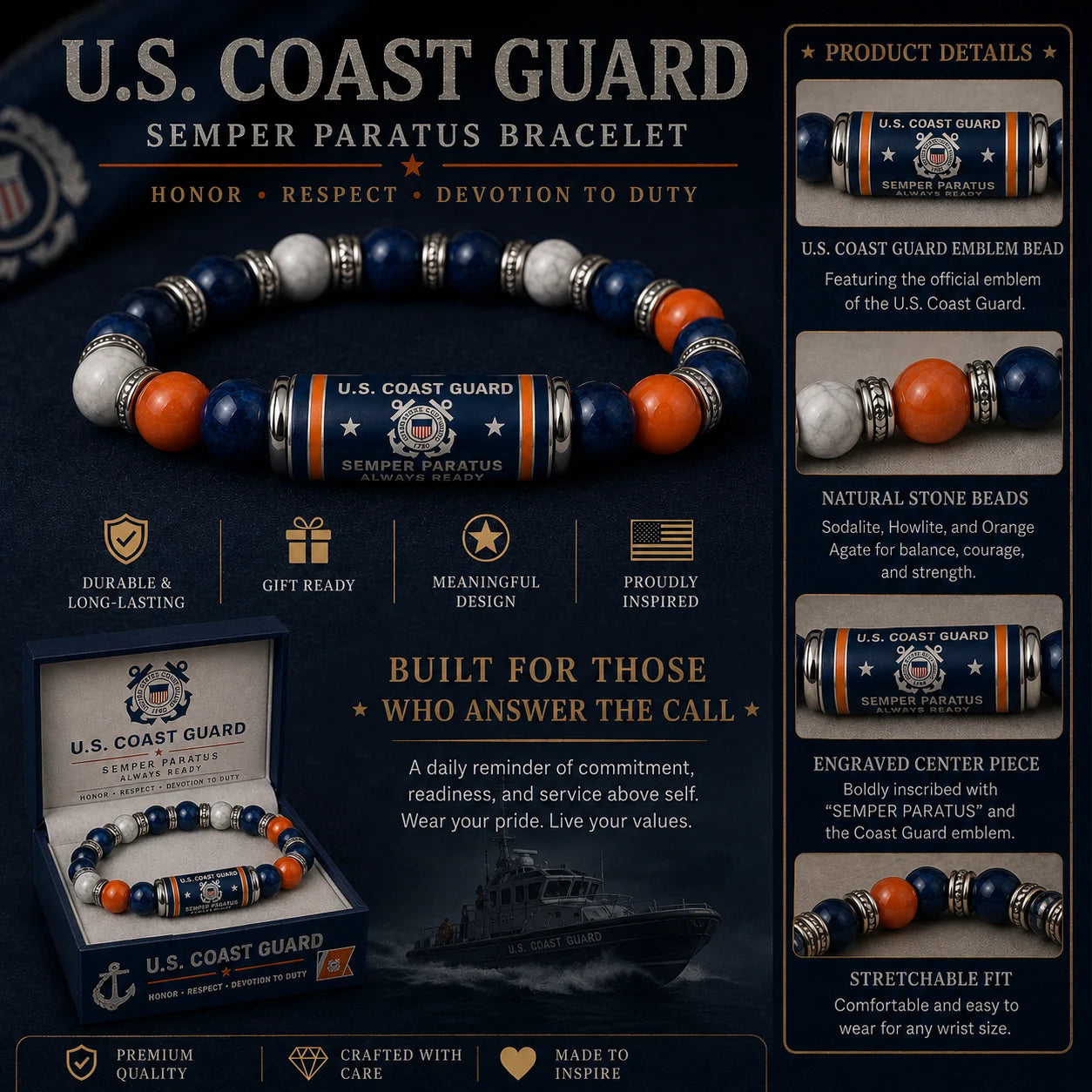 ⚓Last Day Promo: 49% OFF - 🌊U.S. Coast Guard Semper Paratus Tribute Beaded Bracelet - 🔥Buy 2 Get 1 Free