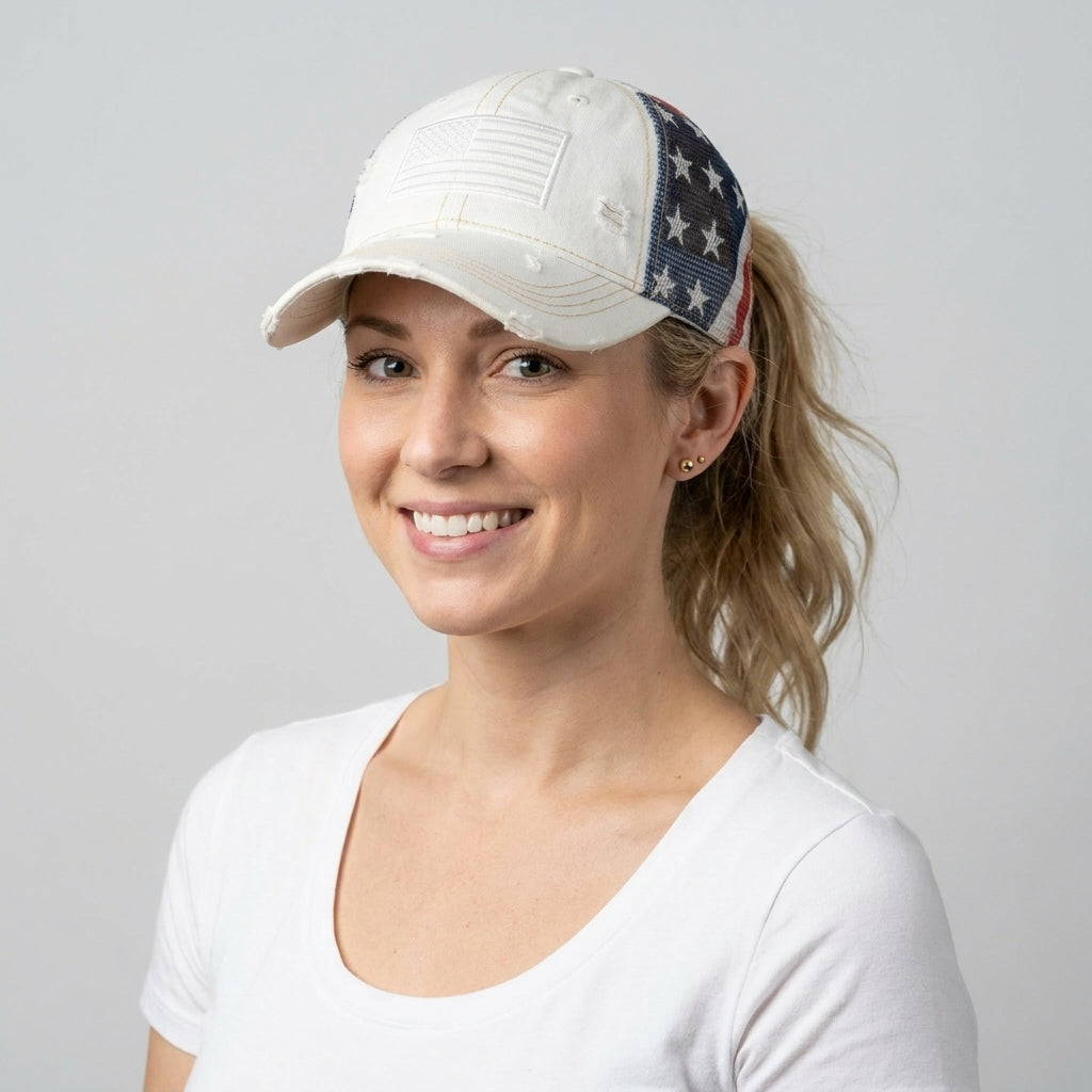 🇺🇸 Last Day Promo: 49% OFF-American Flag Ponytail Embroidered Hat