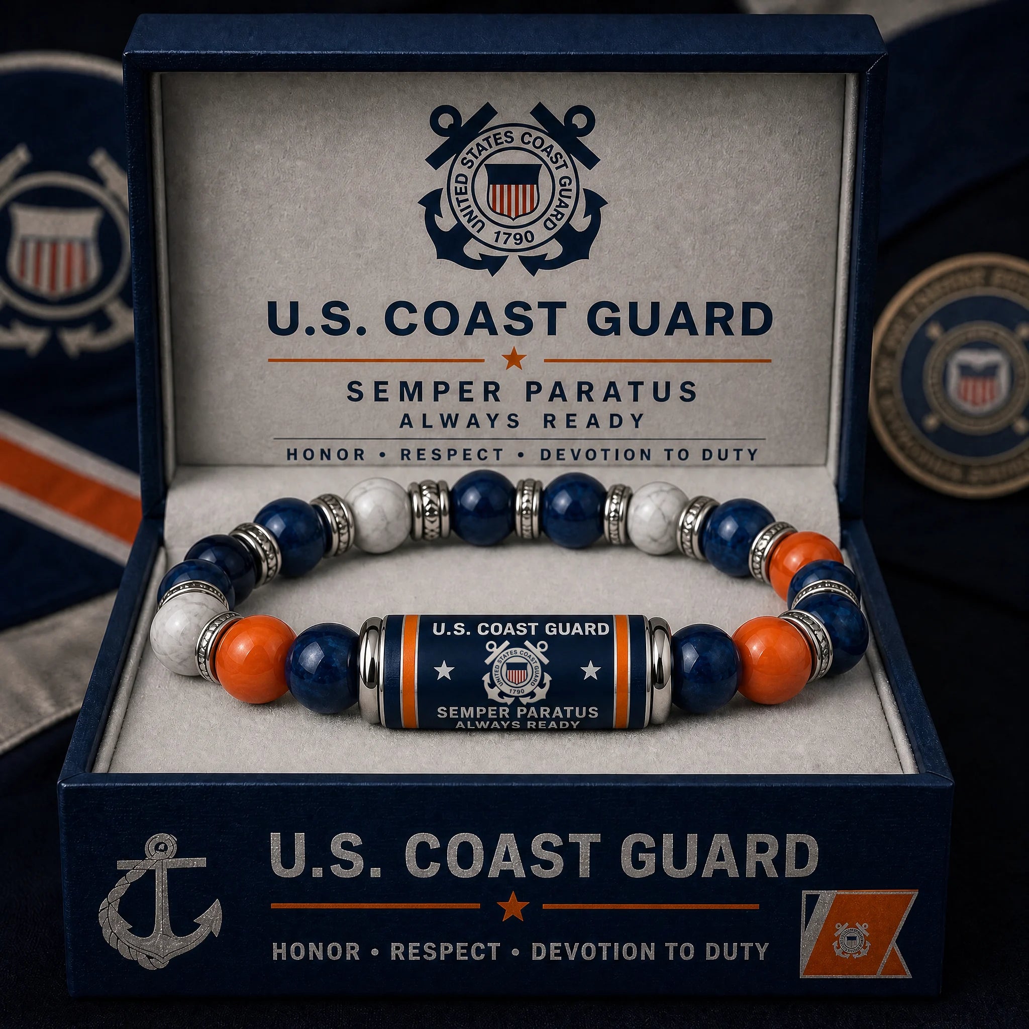 ⚓Last Day Promo: 49% OFF - 🌊U.S. Coast Guard Semper Paratus Tribute Beaded Bracelet - 🔥Buy 2 Get 1 Free