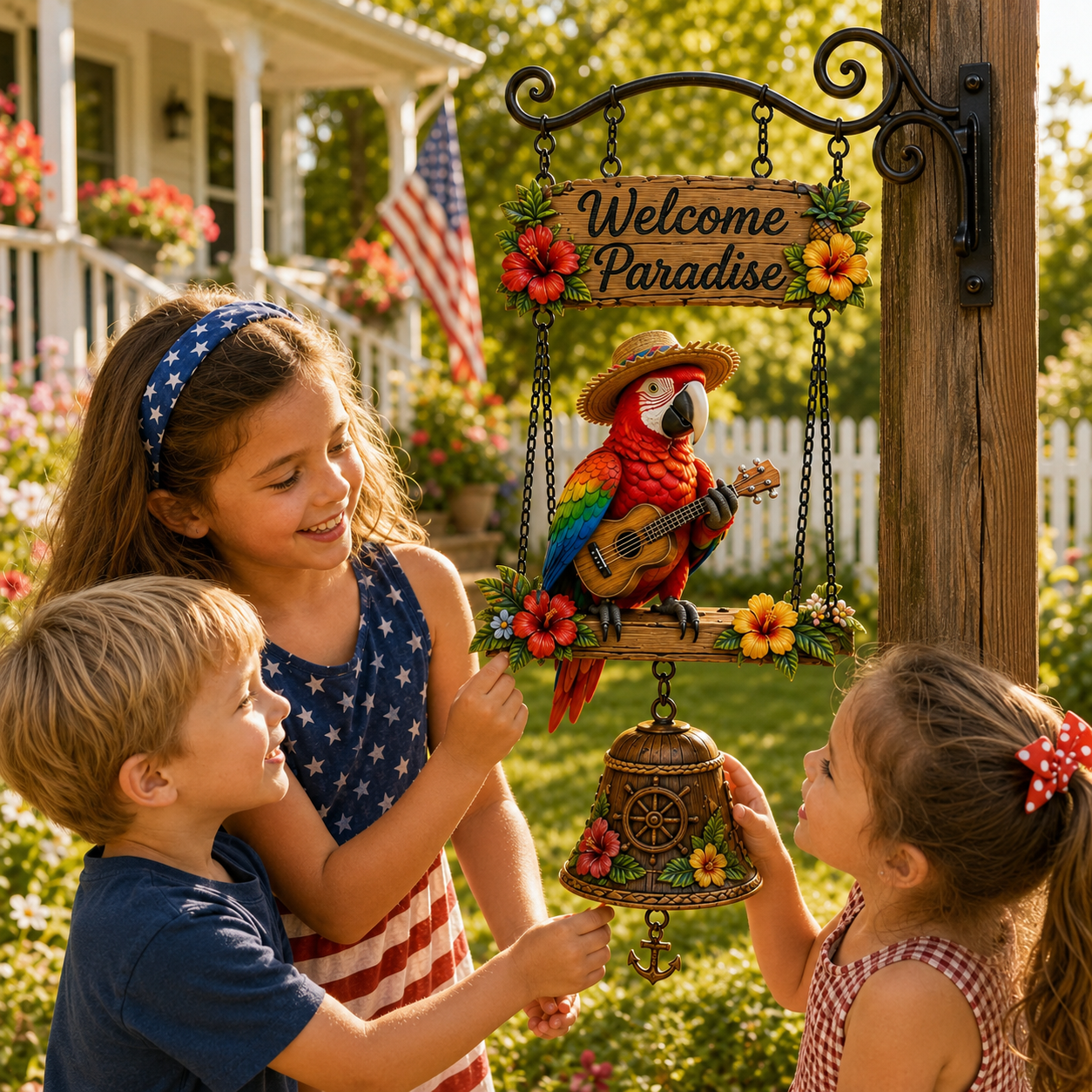 🦜 Tropical Parrot Welcome Bell Outdoor Decoration